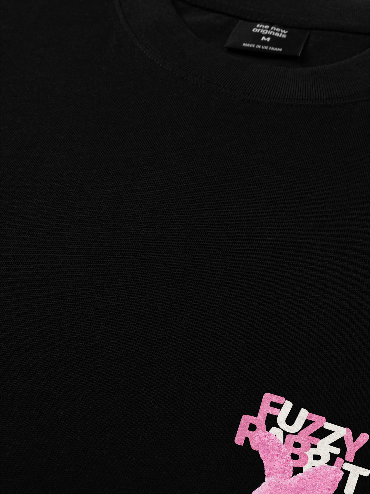 Áo Thun Cotton Cao Cấp Relaxed Fit  Pink Fuzzy Font Rabbit