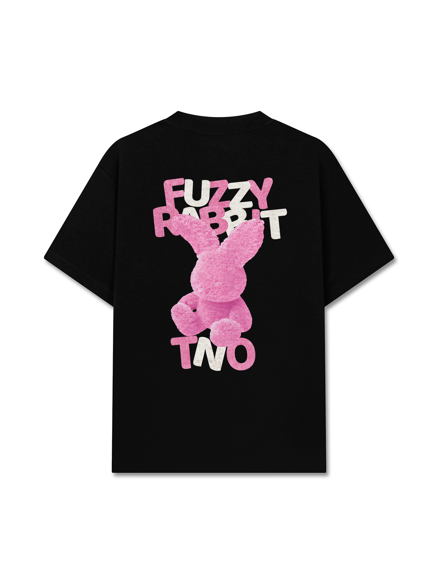 Áo Thun Cotton Cao Cấp Relaxed Fit  Pink Fuzzy Font Rabbit