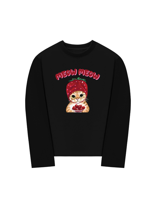 Áo Thun Dài Tay Meow Meow Strawberry
