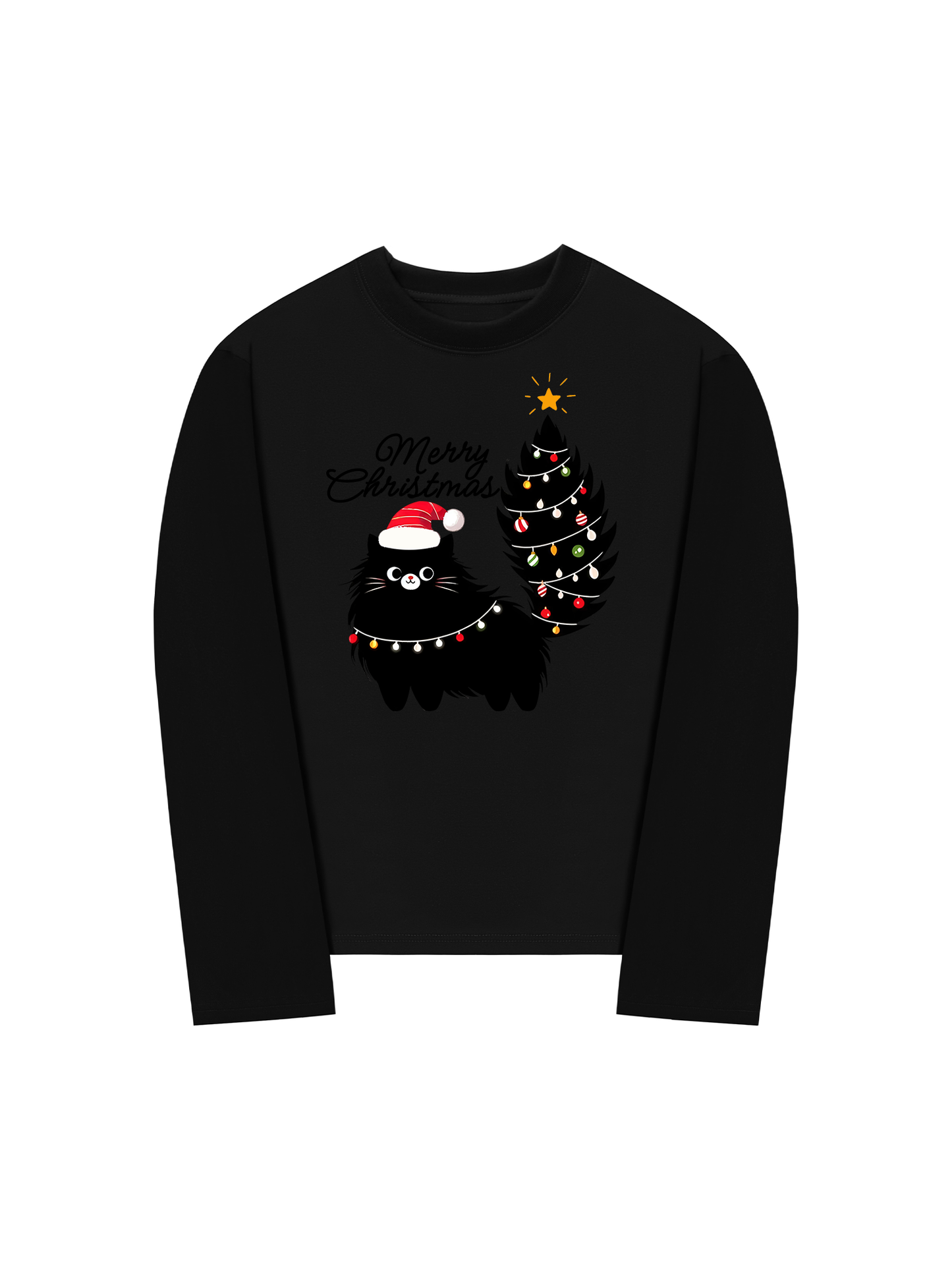 Áo Thun Dài Tay Black Kitty Christmas