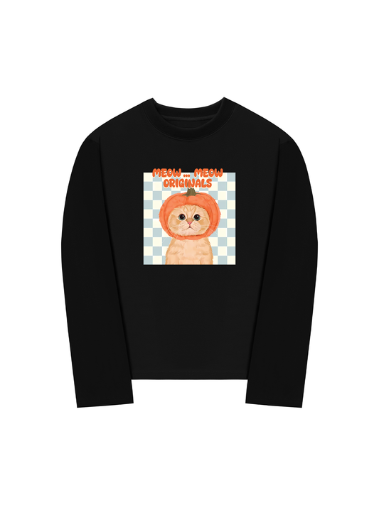 Áo Thun Dài Tay Animal Meow Pumpkin