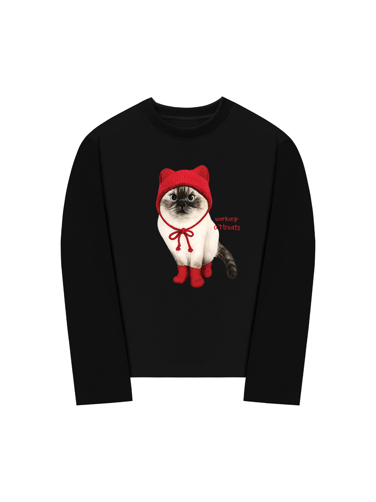 Áo Thun Dài Tay Working O'ttreats Red Meow