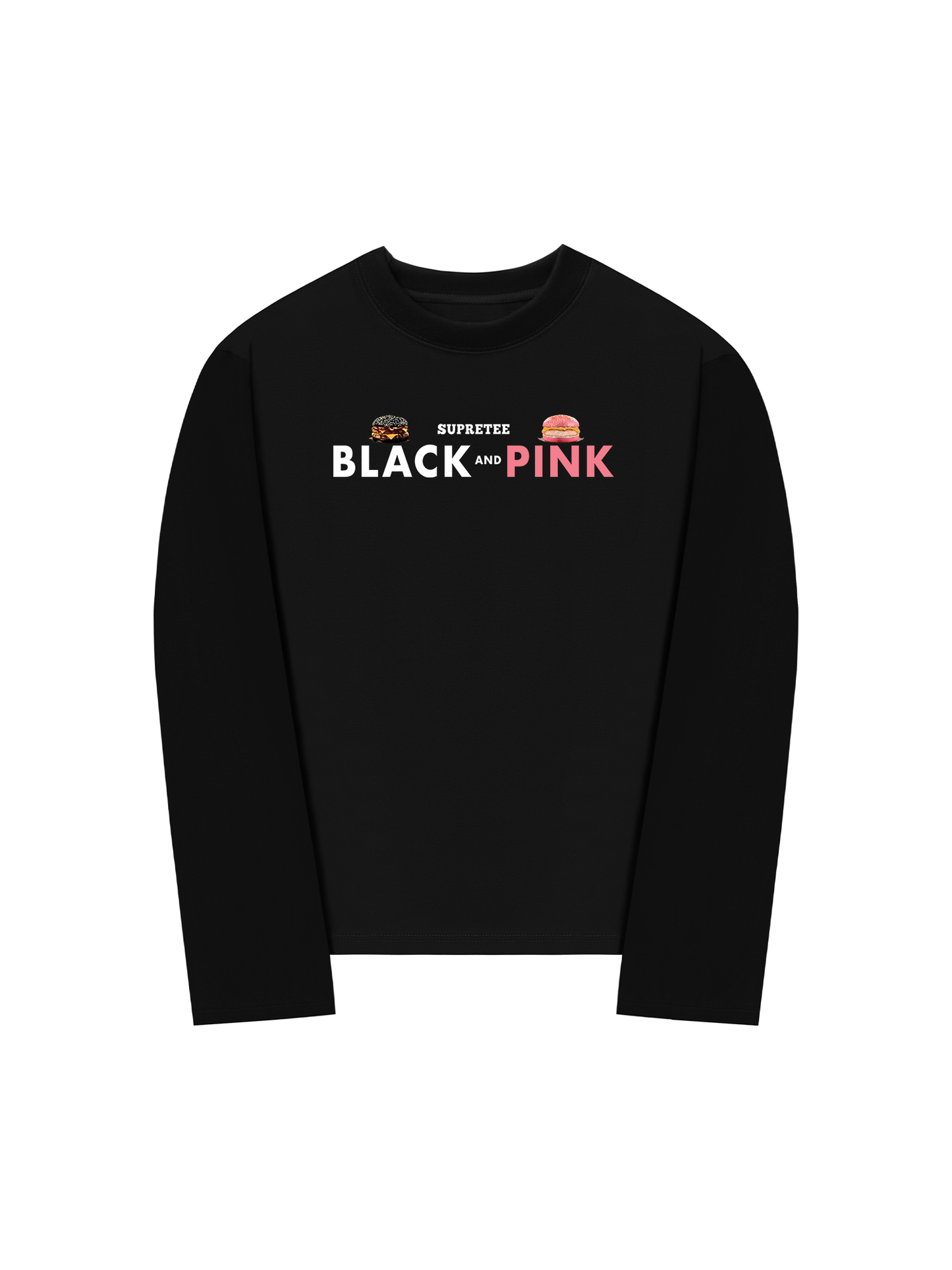 Áo Thun Dài Tay Sweet Pastry Black Pink Meow Meow Strawberry