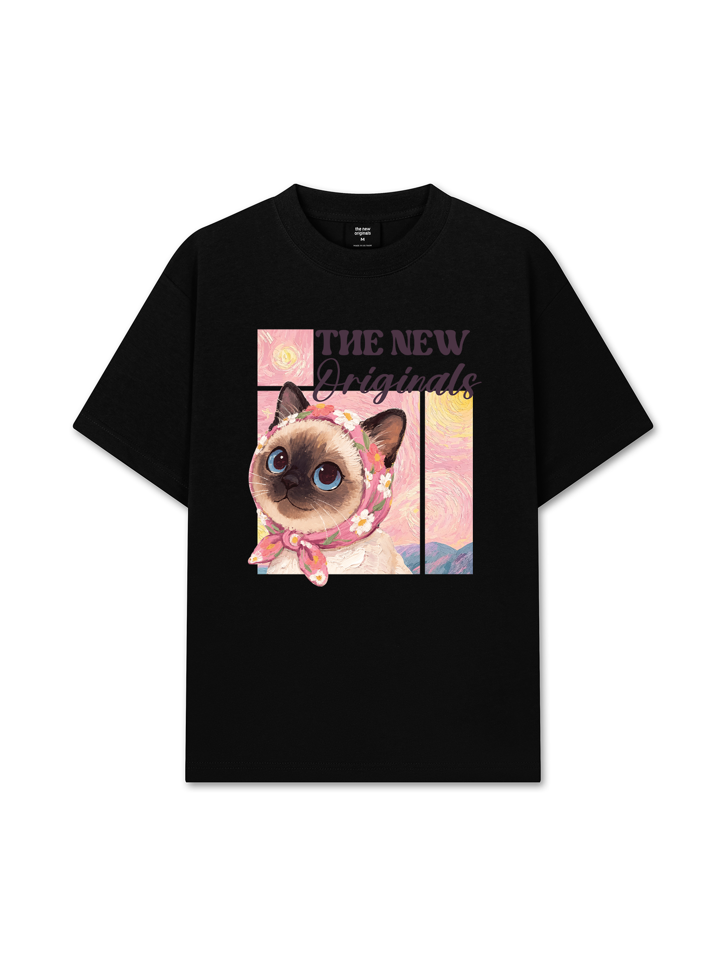 Áo Thun Relaxed Fit Pink Flower Cat