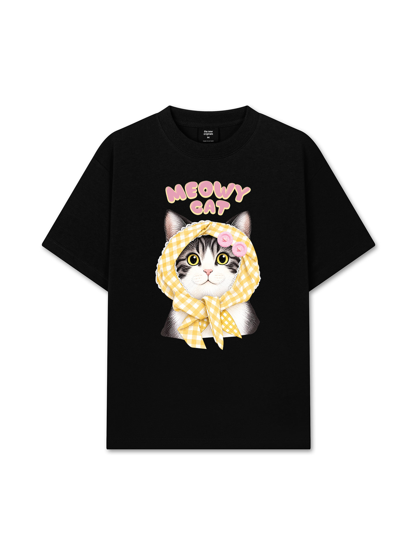 Áo Thun Relaxed Fit Meowy Cat Yellow Plaid