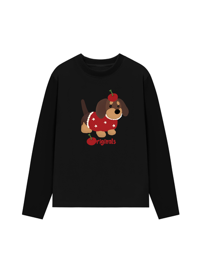 Áo Thun Dài Tay Animal Cute Puppy With Cherry