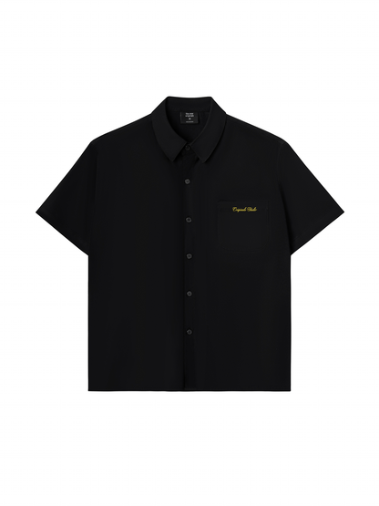 Áo Sơ Mi Kaki Boxy Ngắn Tay Gold Logo