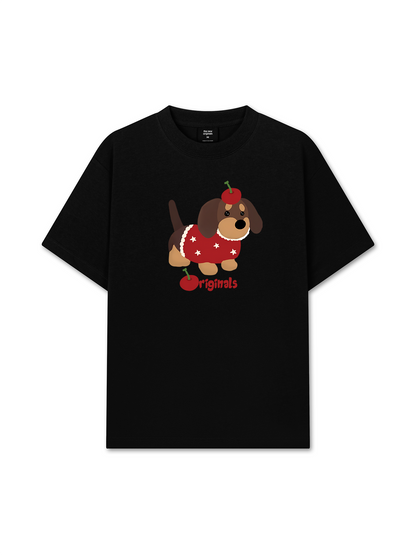 Áo Thun Relaxed Fit Animal Cute Puppy With Cherry