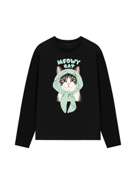 Áo Thun Dài Tay Meowy Cat Blue Tiffany Dots