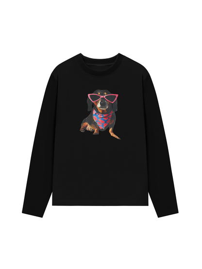 Áo Thun Dài Tay Animal Pink Glasses