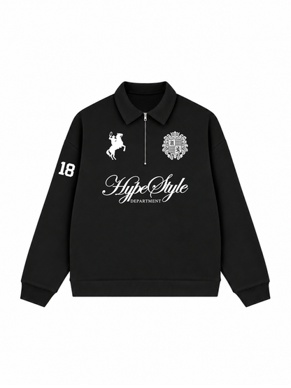 Áo Sweater Polo Nỉ Hai Da Black And White Hype Style