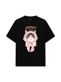 Áo Thun Relaxed Fit Meowy Cat Pink Polka