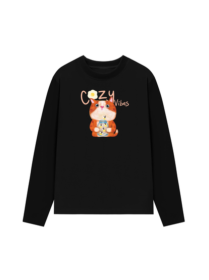 Áo Thun Dài Tay Cozzy Vibes Cat Egg