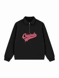 Áo Sweater Polo Nỉ Hai Da Pink Retro Originals Logo