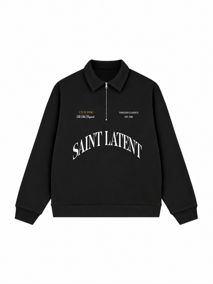 Áo Sweater Polo Nỉ Hai Da  Saint Latent Old Money