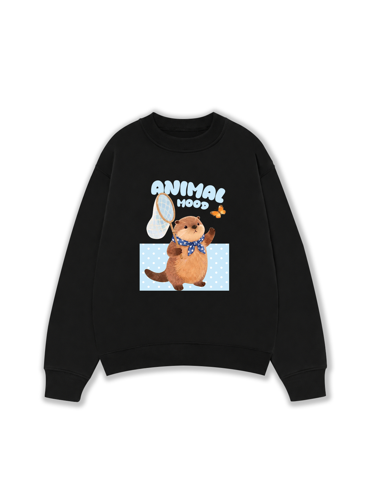 Áo Sweater Nỉ Hai Da Animal Beaver Catches Butterflies