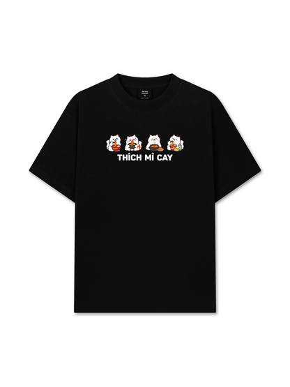 Áo Thun Relaxed Fit Thích Mì Cay-Mèo Trắng