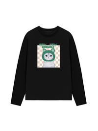 Áo Thun Dài Tay Animal Mood Meow Green Pink