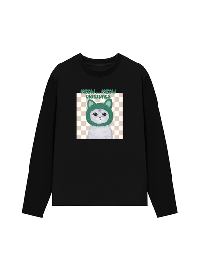 Áo Thun Dài Tay Animal Mood Meow Green Pink