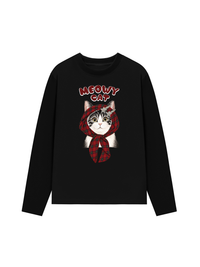 Áo Thun Dài Tay  Meowy Cat Red Xmas Plaid