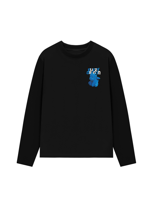 Áo Thun Dài Tay Fuzzy Font Dragon Blue