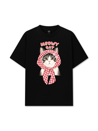 Áo Thun Relaxed Fit Meowy Cat Pink Plaid