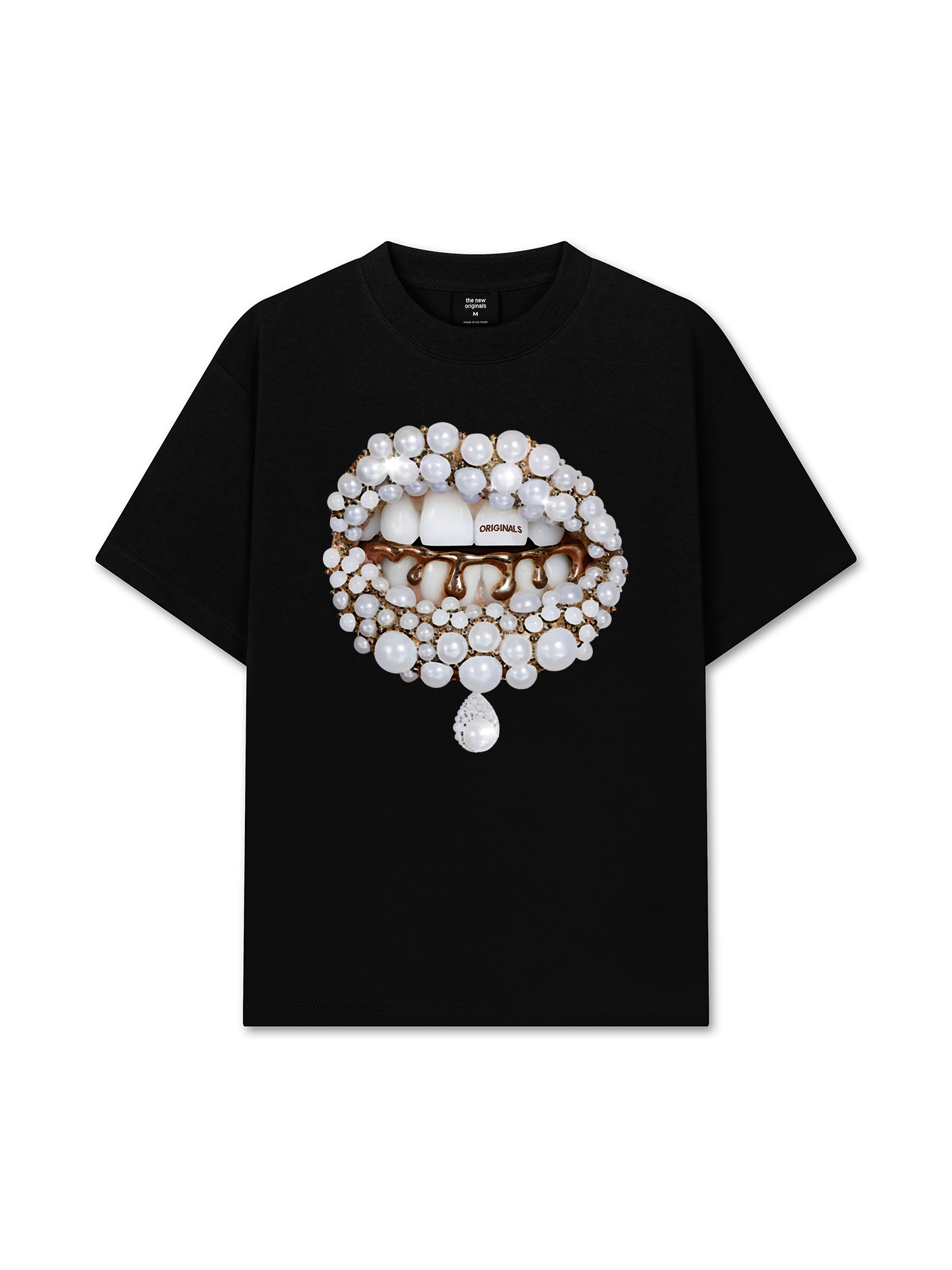 Áo Thun Relaxed Fit Art Pearl Lip Black