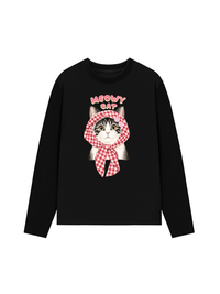 Áo Thun Dài Tay Meowy Cat Pink Plaid