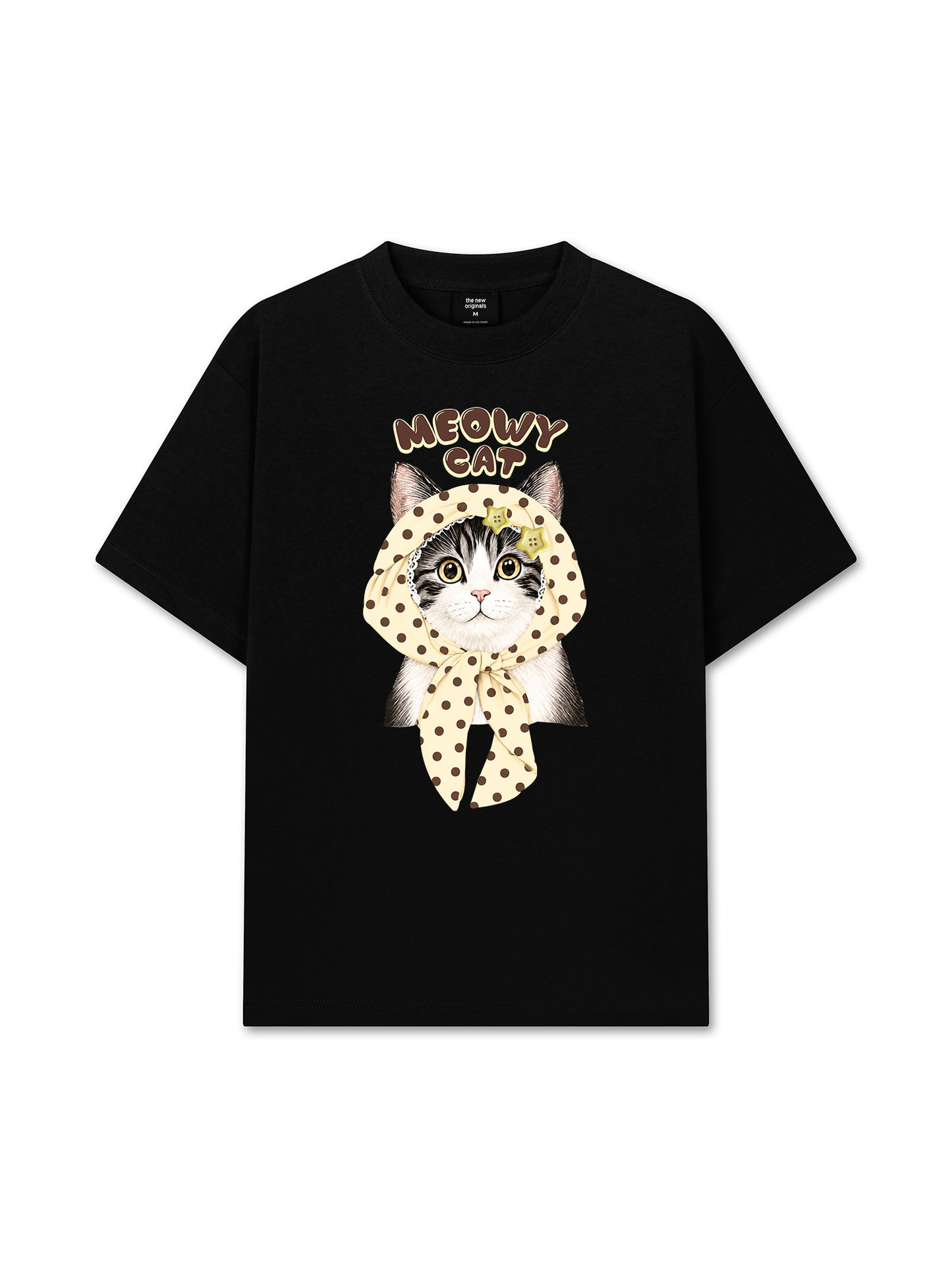 Áo Thun Relaxed Fit  Meowy Cat Cream