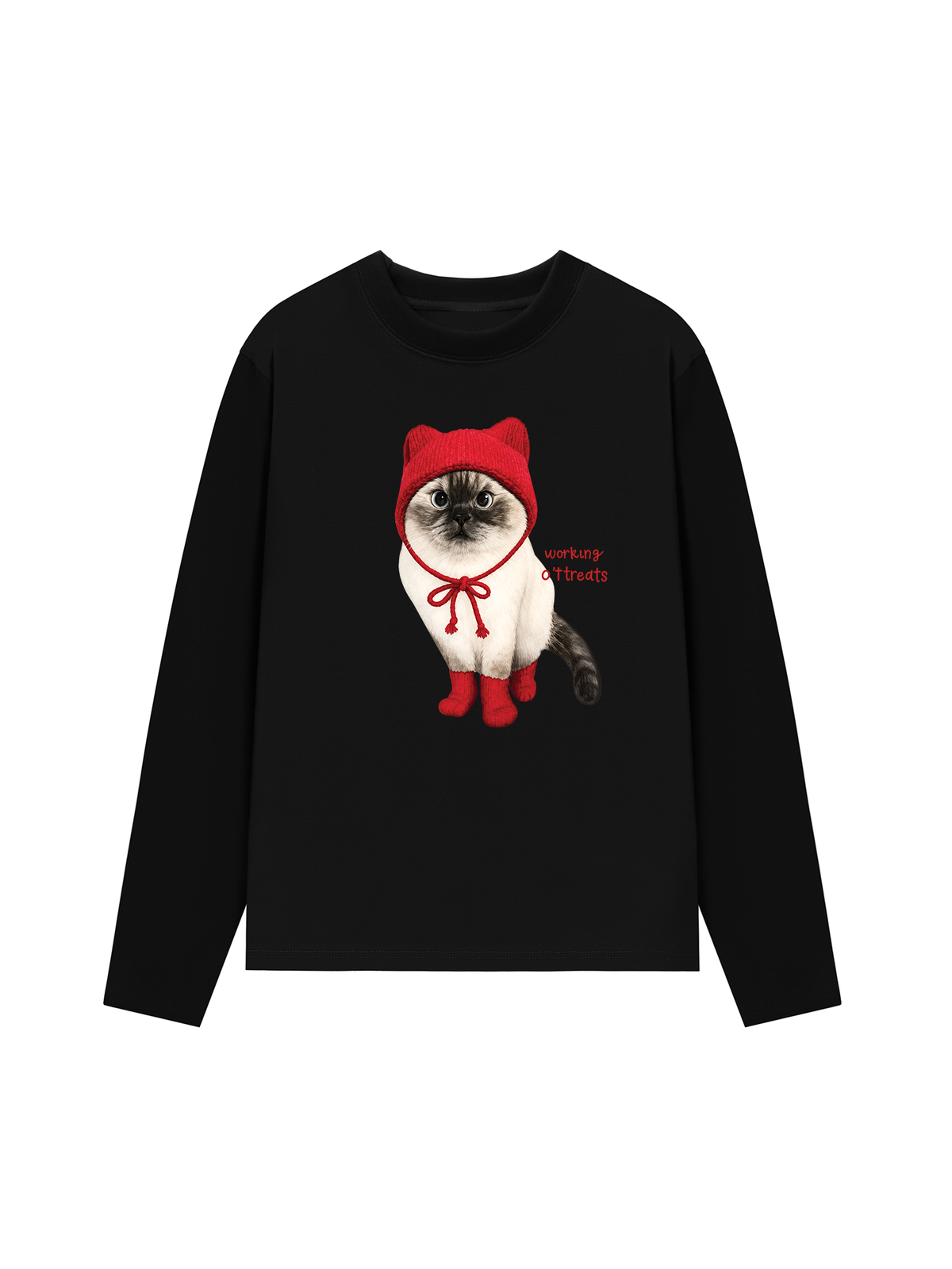 Áo Thun Dài Tay Working O'ttreats Red Meow