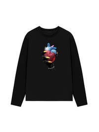 Áo Thun Dài Tay Handheld Colorful Rhinestone Art Heart