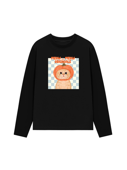 Áo Thun Dài Tay Animal Meow Pumpkin