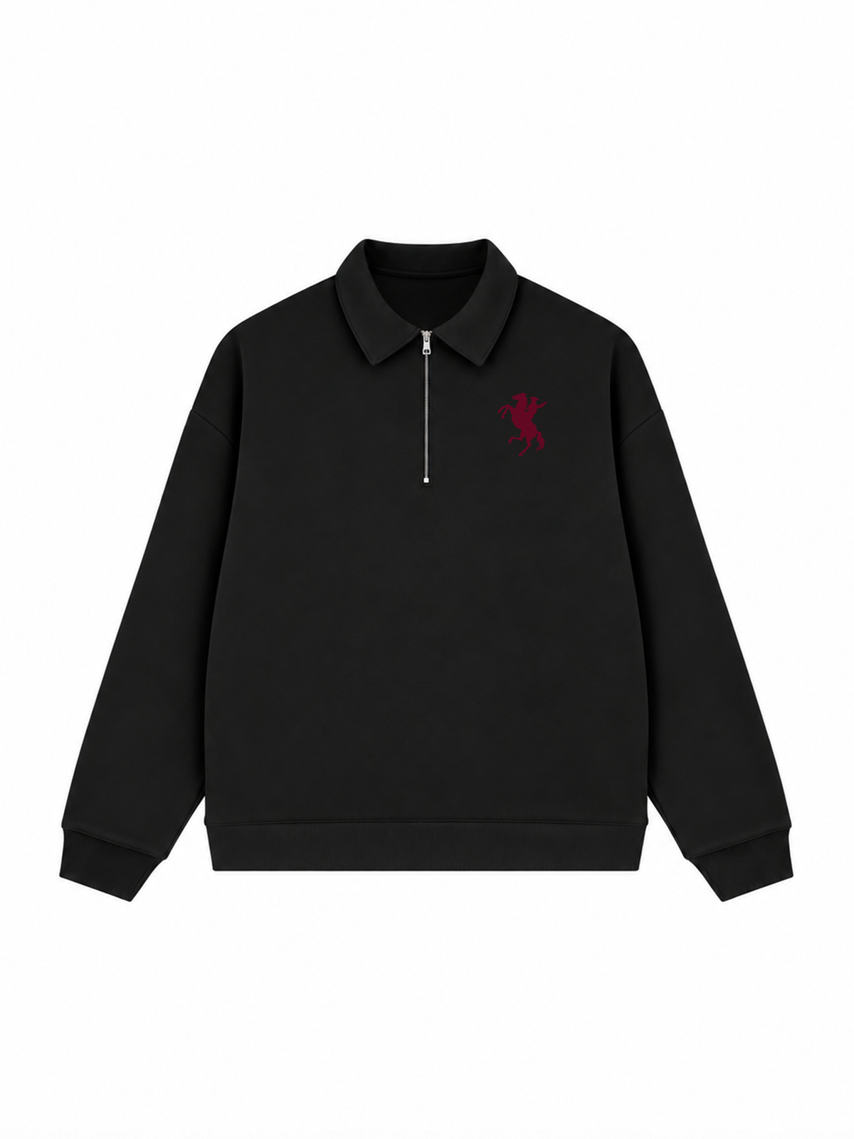 Áo Sweater Polo Nỉ Hai Da Burgundy Horse