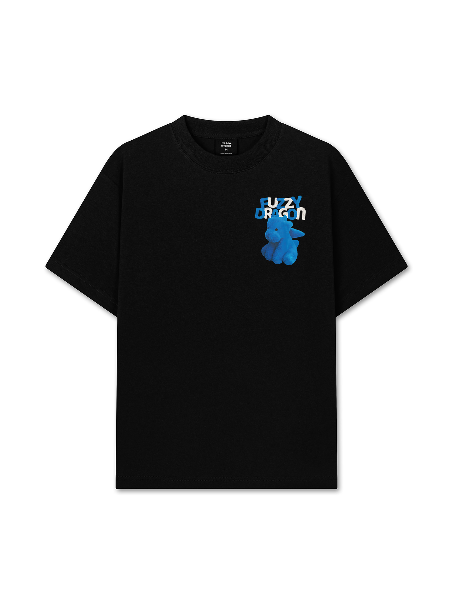 Áo Thun Relaxed Fit Fuzzy Font Dragon Blue