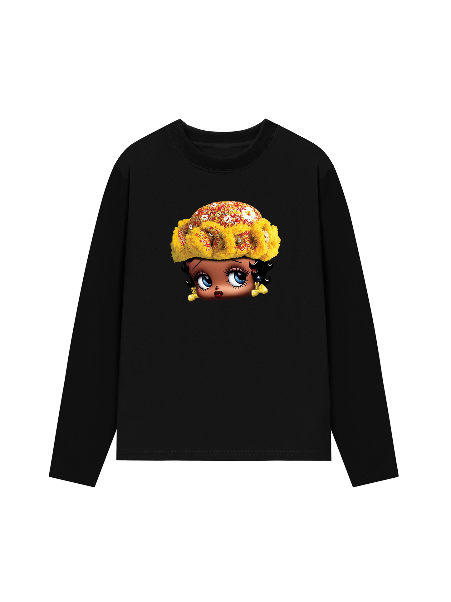 Áo Thun Dài Tay Flower Sun Knit Hat Cartoon Head