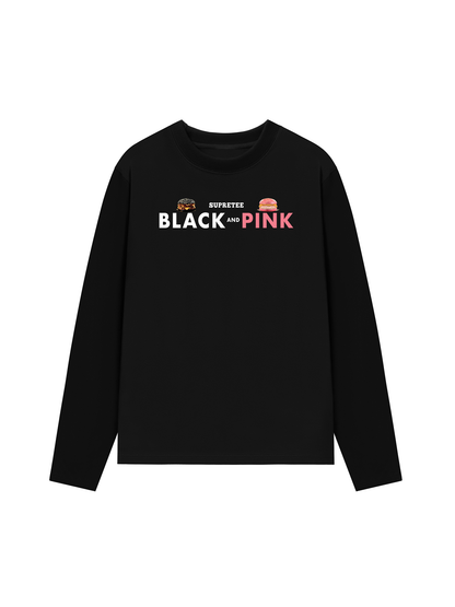Áo Thun Dài Tay Sweet Pastry Black Pink Meow Meow Strawberry