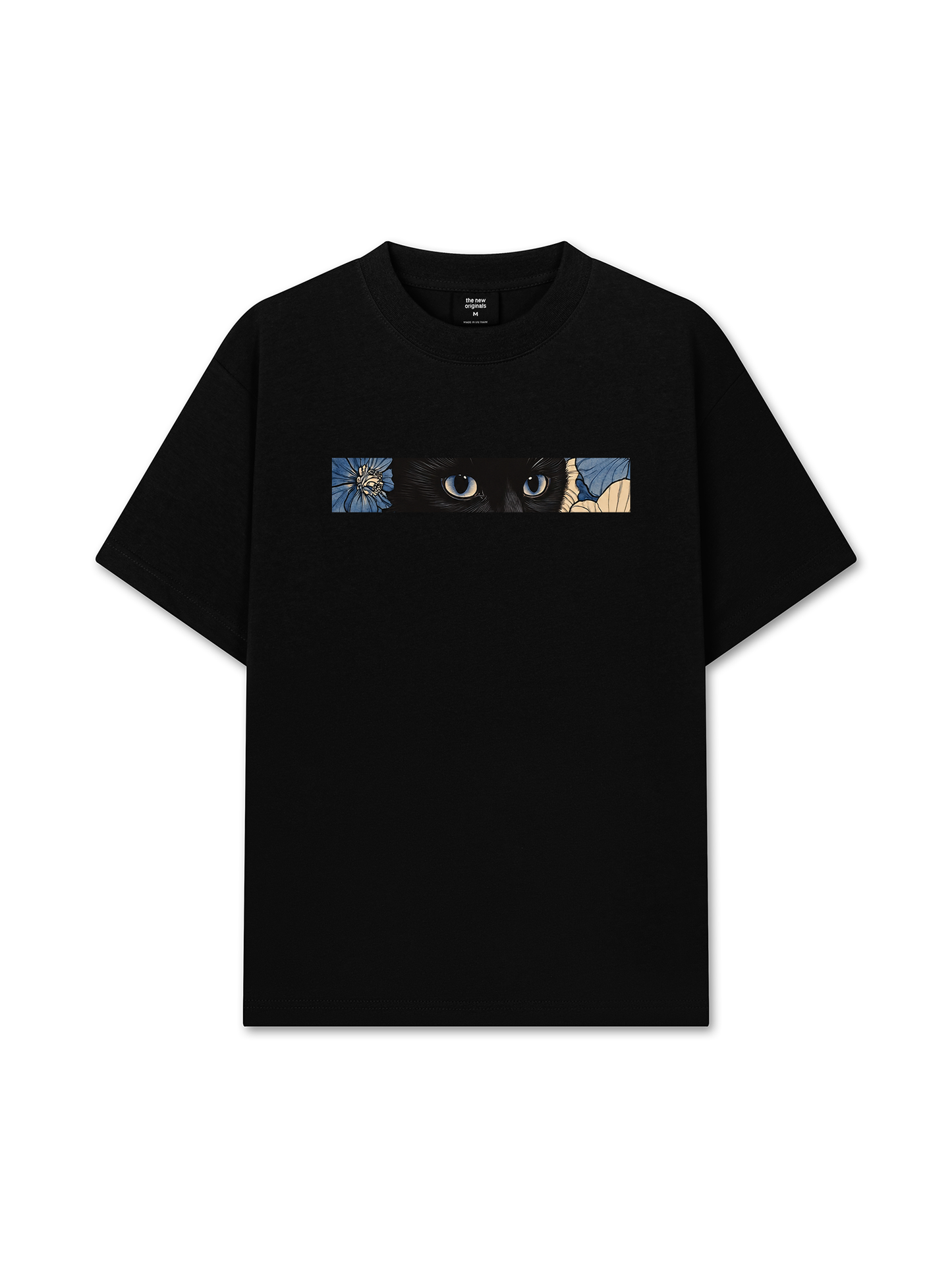 Áo Thun Relaxed Fit Blue Flower Cat