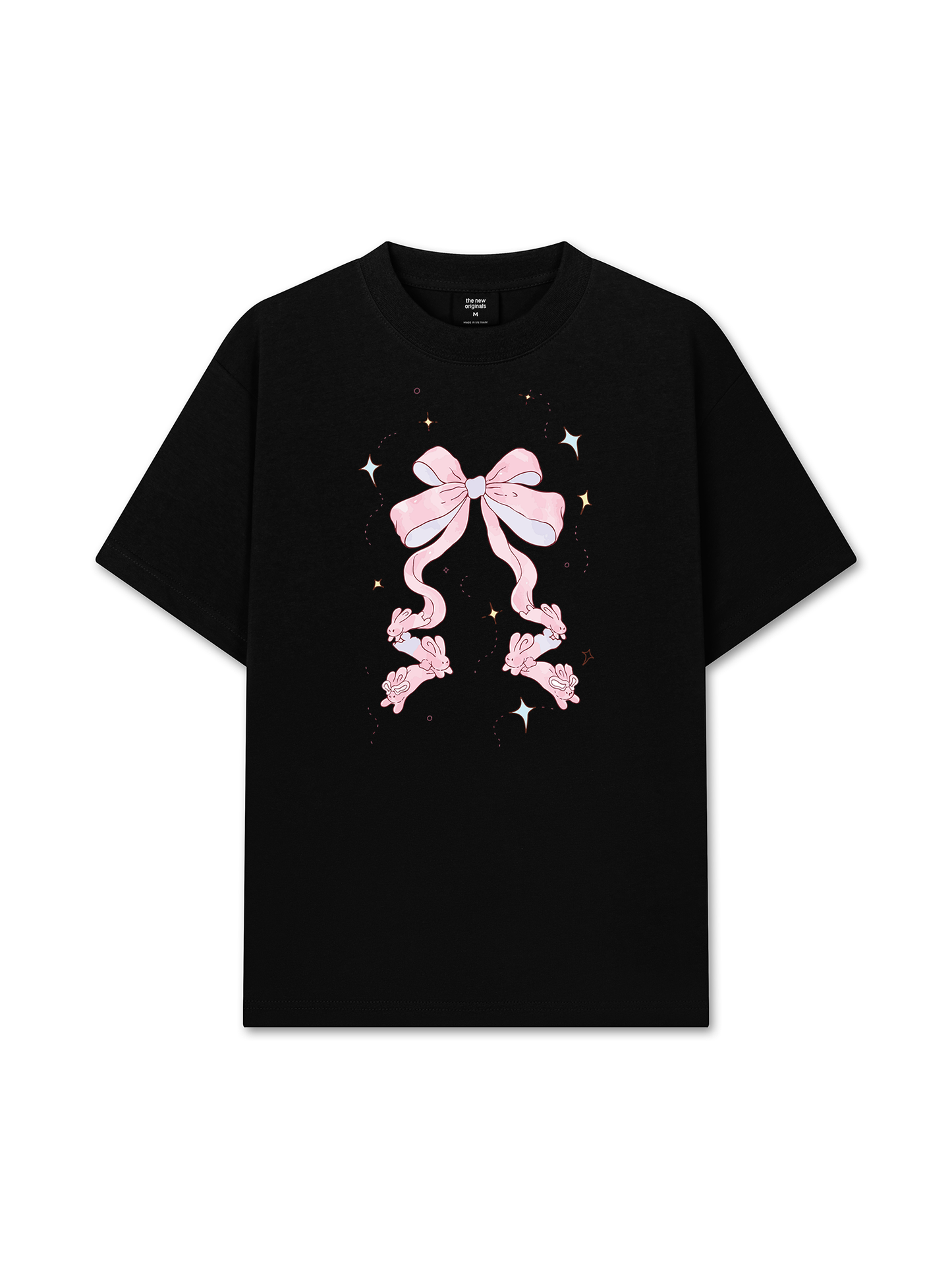 Áo Thun Relaxed Fit Cute Girl Pink Bow Bunny