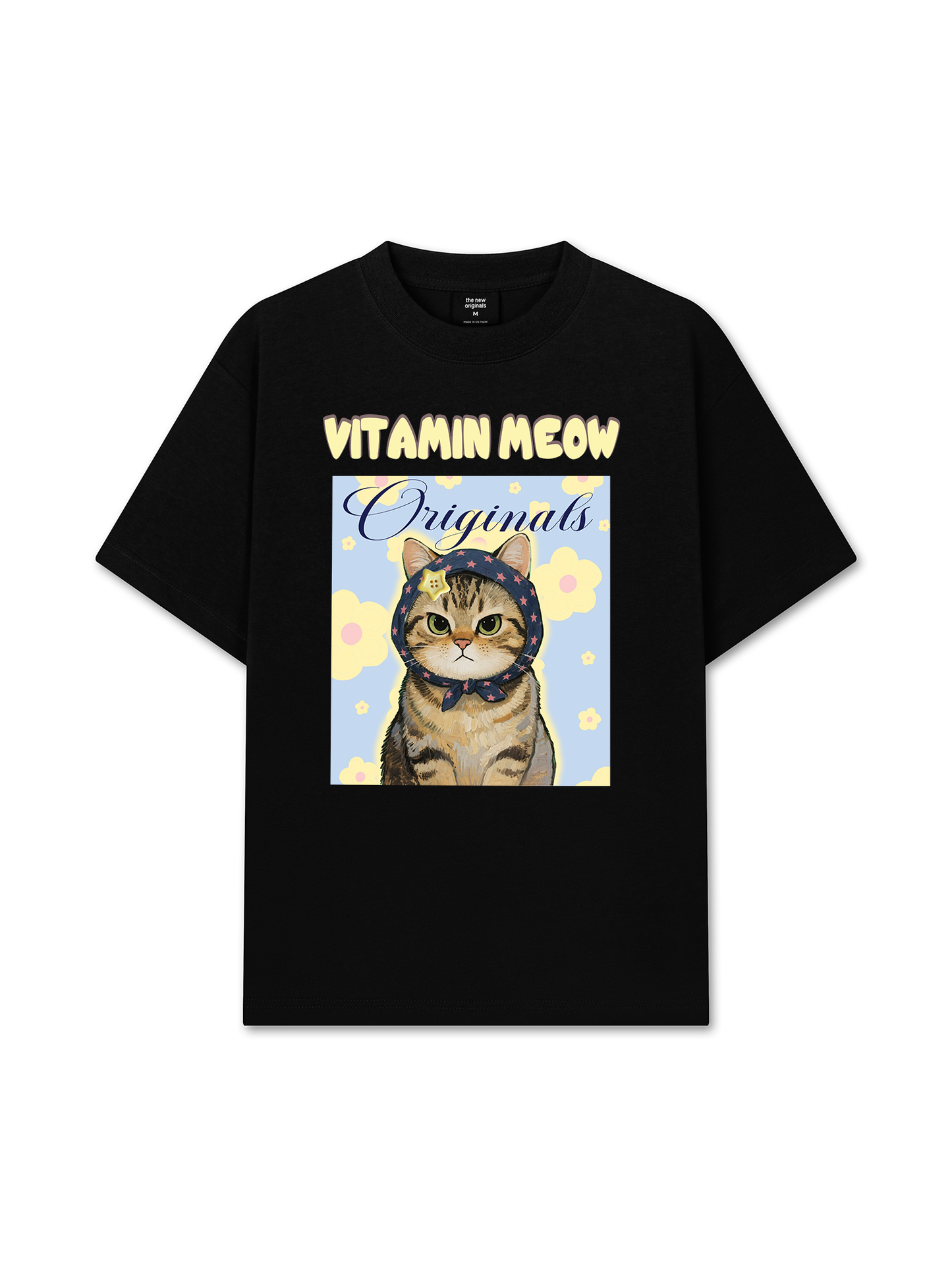 Áo Thun Relaxed Fit Cutie Vitamin Meow Yellow Flower