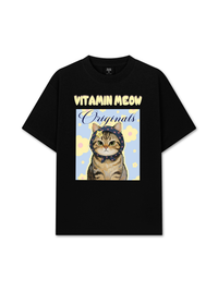 Áo Thun Relaxed Fit Cutie Vitamin Meow Yellow Flower