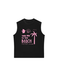 Áo Ba Lỗ Relaxed Fit Take Me To The Beach Pink