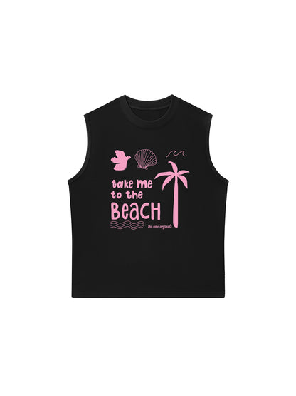 Áo Ba Lỗ Relaxed Fit Take Me To The Beach Pink