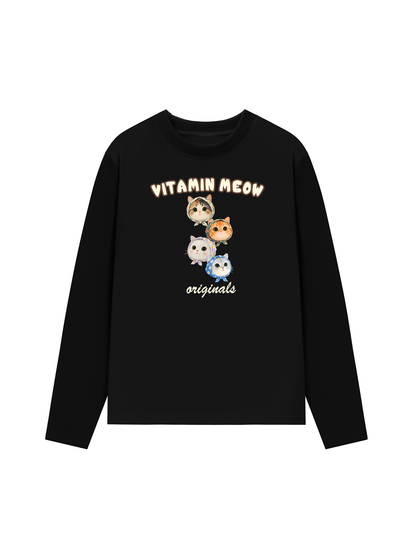 Áo Thun Dài Tay Four Cat Vitamin Meow