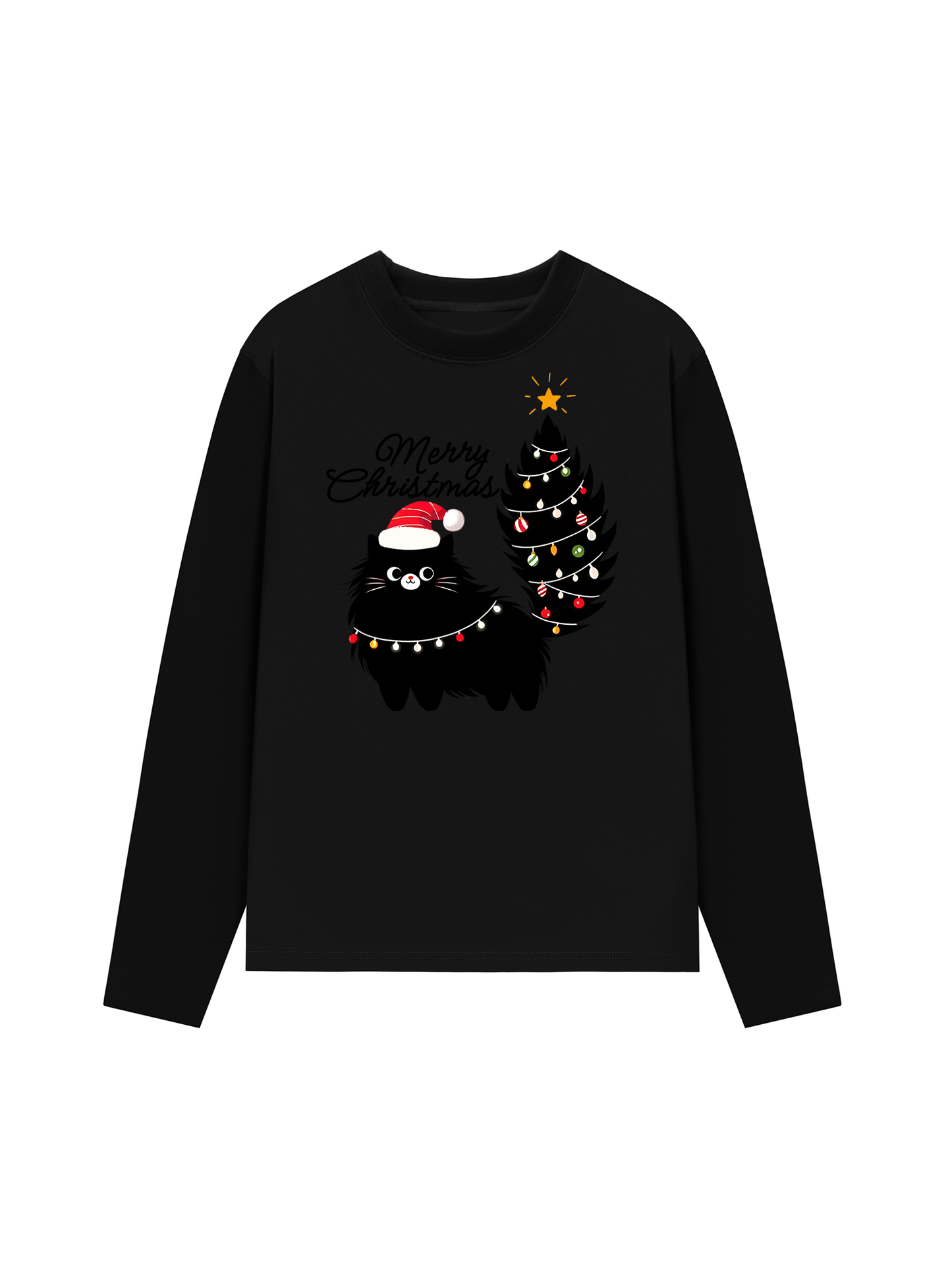 Áo Thun Dài Tay Black Kitty Christmas