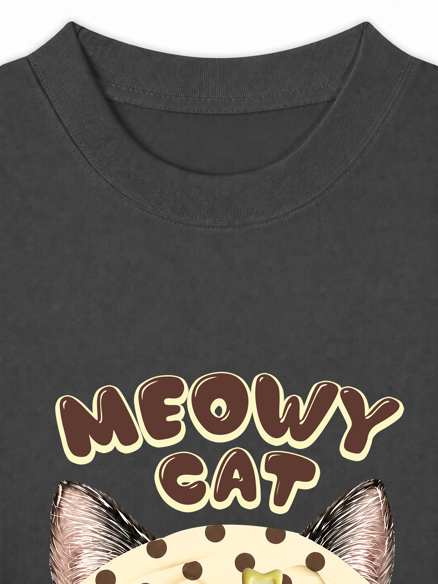 Áo Thun Relaxed Fit  Meowy Cat Cream