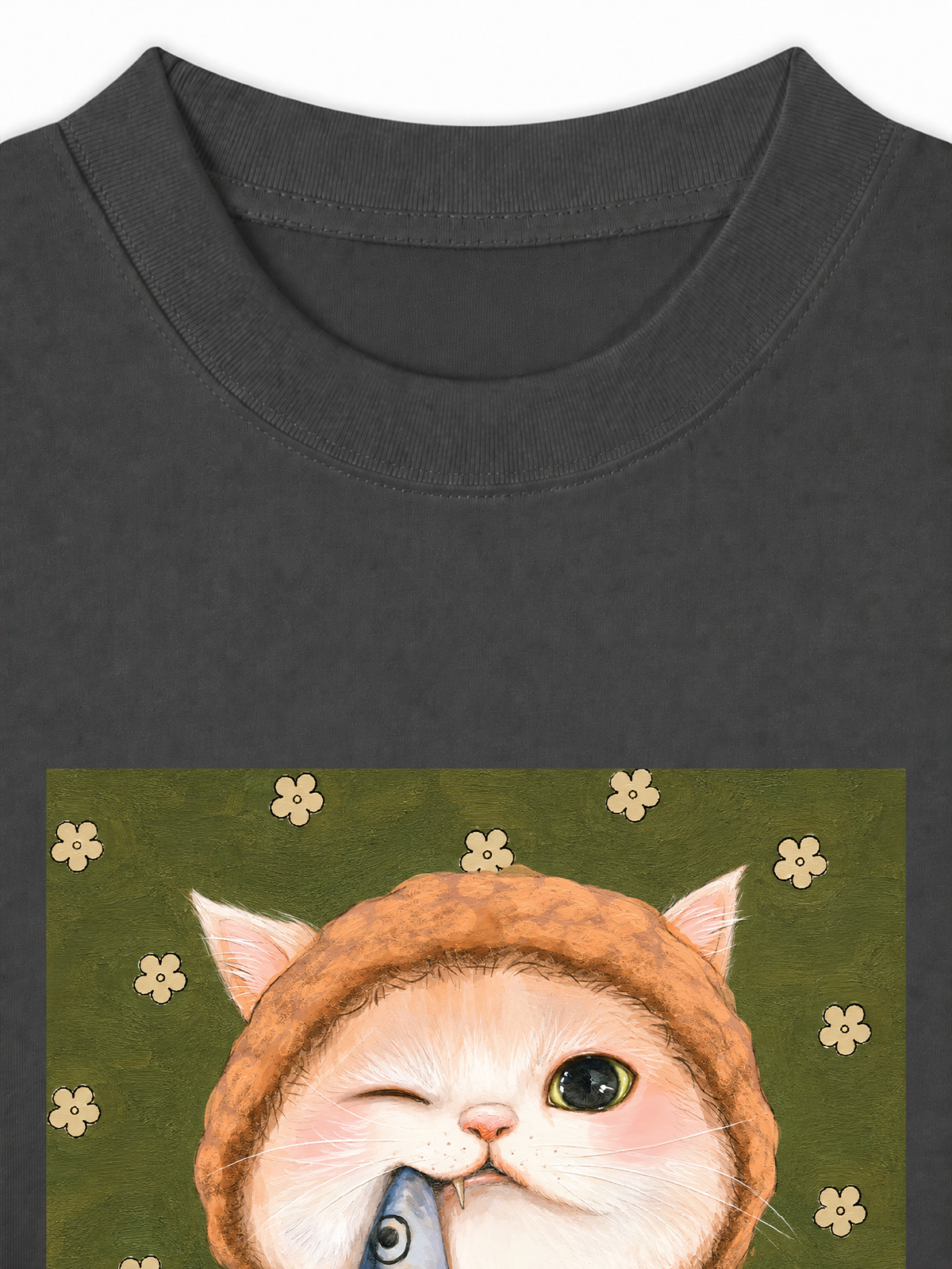 Áo Thun Relaxed Fit Green Fish Meow trước