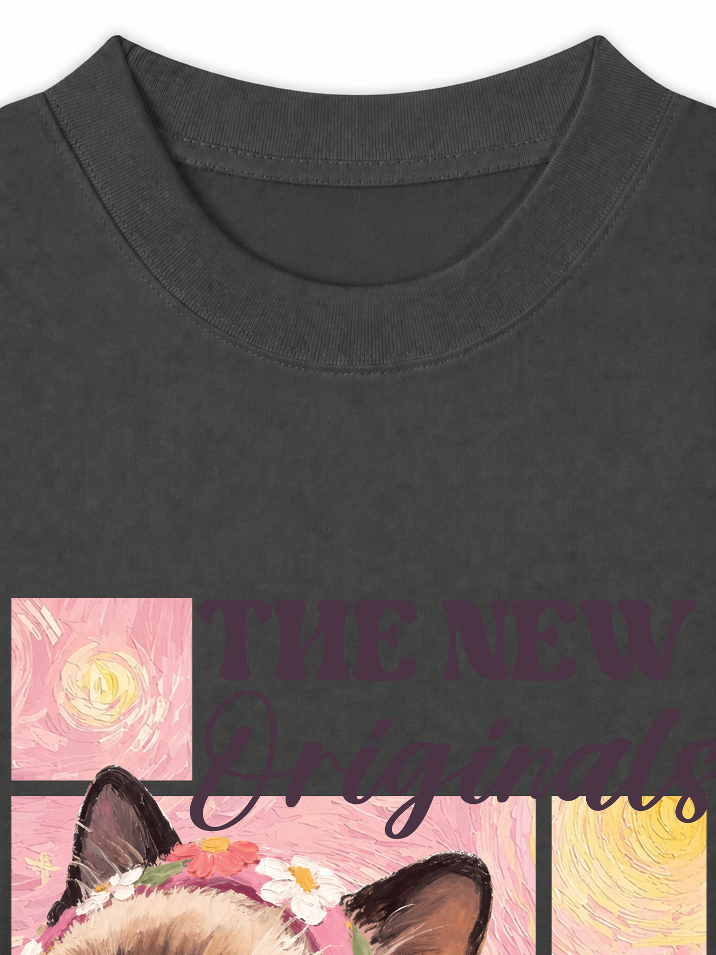 Áo Thun Relaxed Fit Pink Flower Cat