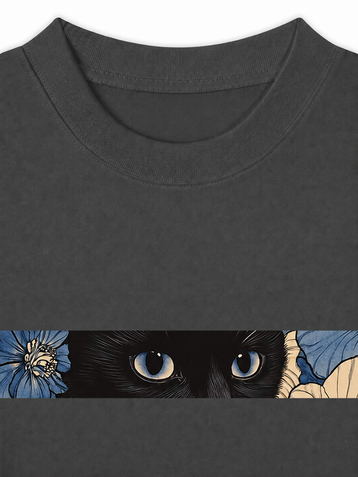 Áo Thun Relaxed Fit Blue Flower Cat