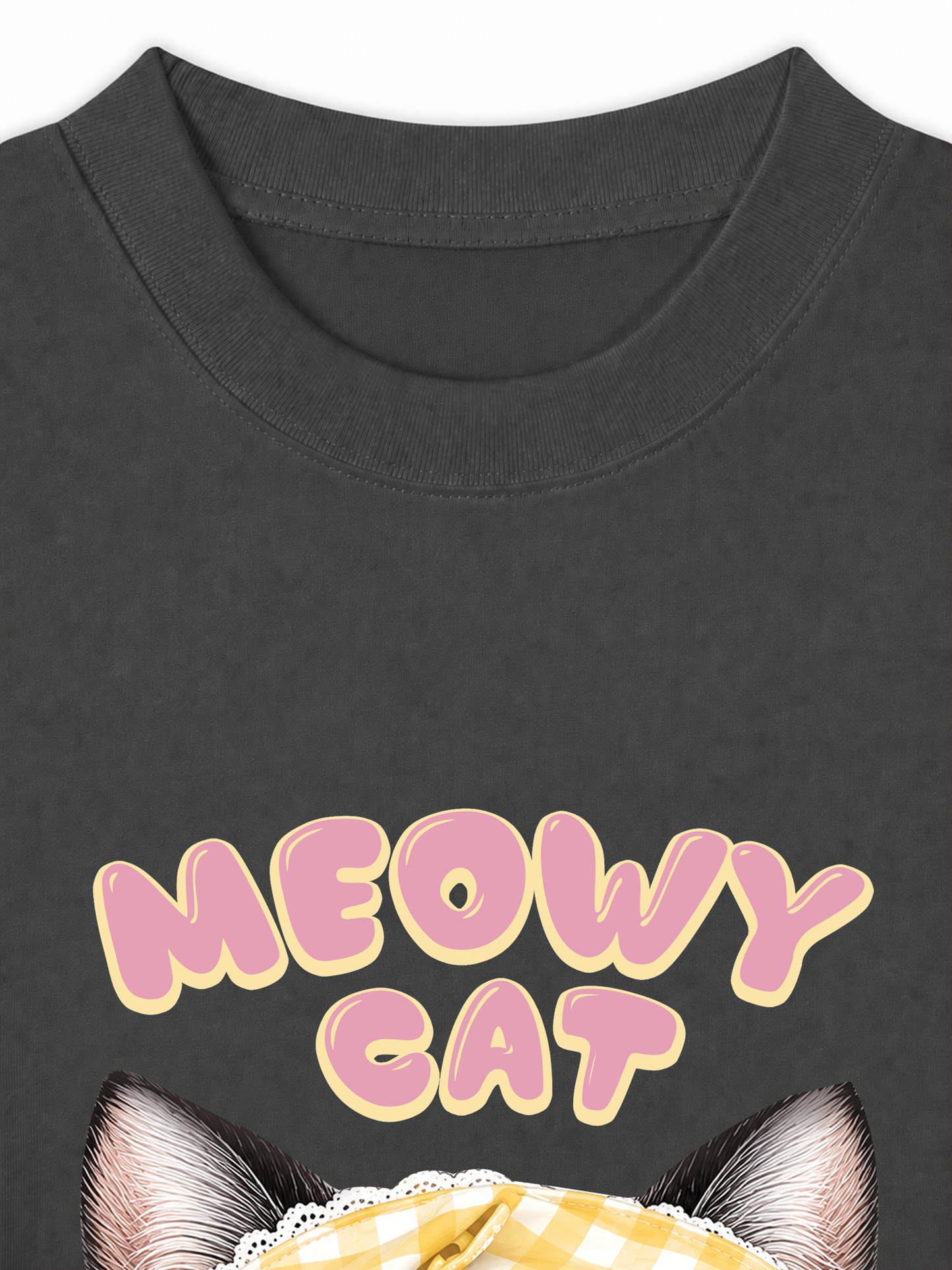 Áo Thun Relaxed Fit Meowy Cat Yellow Plaid