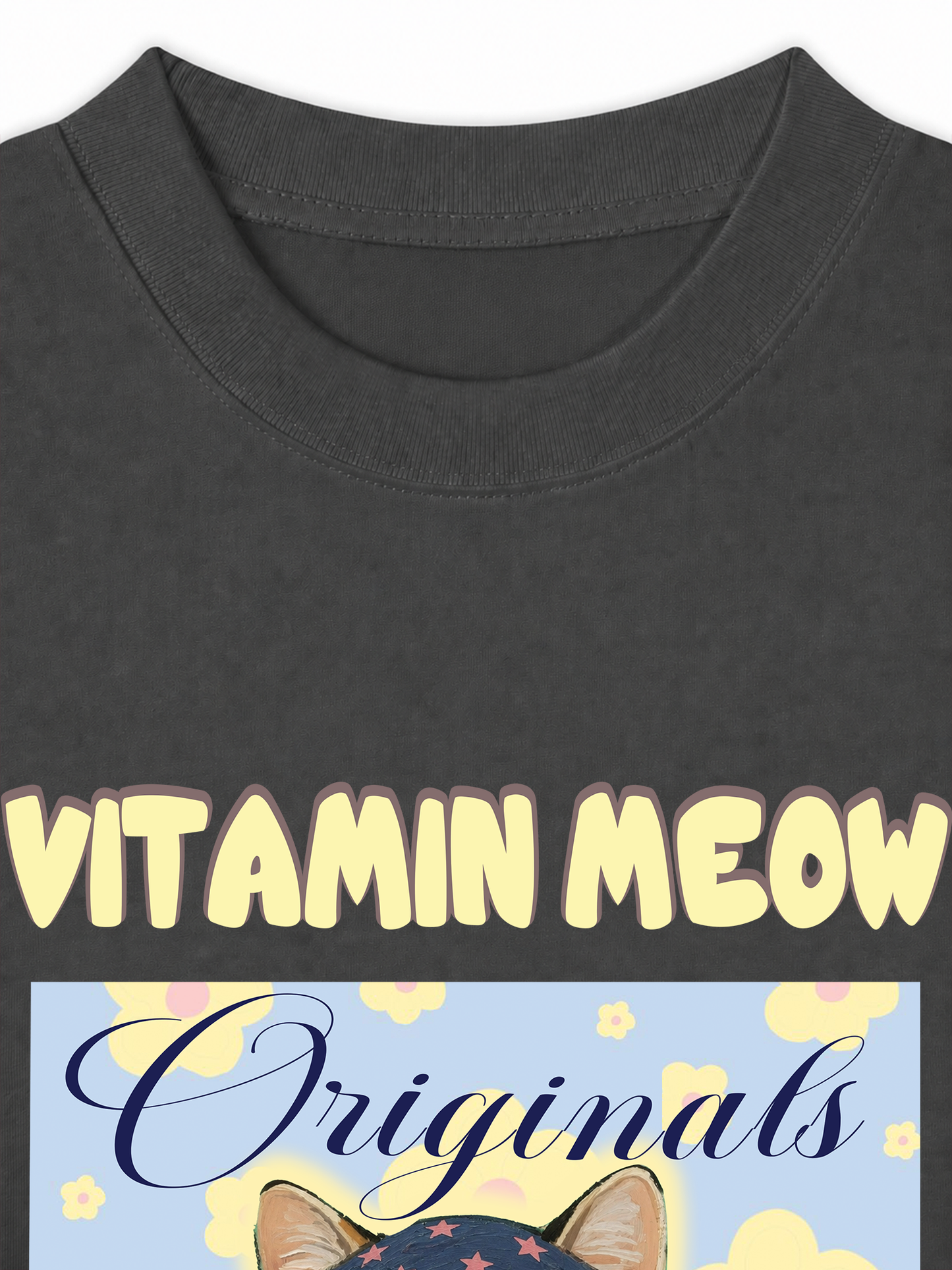 Áo Thun Relaxed Fit Cutie Vitamin Meow Yellow Flower